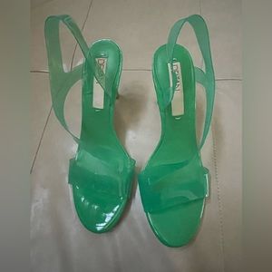 Green Deltan High Heel Strappy Sandals, Size 9.5M